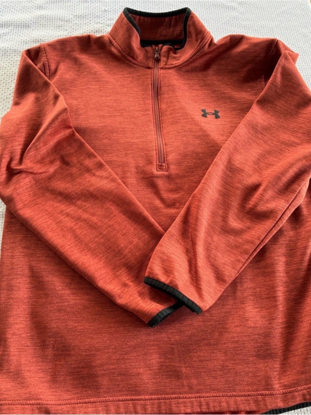LG Men's Half-Zip Sweater in Heathered Rust with Black Trim